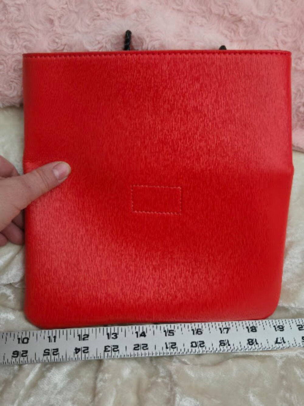 NEIMAN MARCUS Coral Red Fold-Over PU Leather Textured Clutch Bag